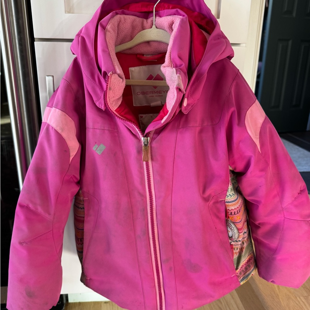 Obermeyer Kids Pink and Fuchsia Puffer Coat